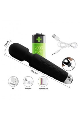 Stimulateur Silicone USB, Magic Wand Masseur Baguette Massage Vibromasseur Vibrant, sans Fil Wand Massager, Masseur Baguette 