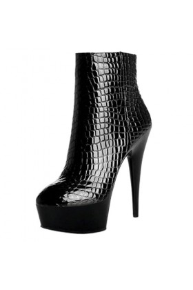 PROMI Talon Aiguille Talons Hauts 15CM Slim Heel Low Fashion Womens Ankle Boots-black||36