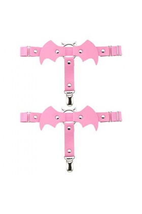 Jarretières élastiques en Cuir pour Femme et Fille - Rose - Taille Unique