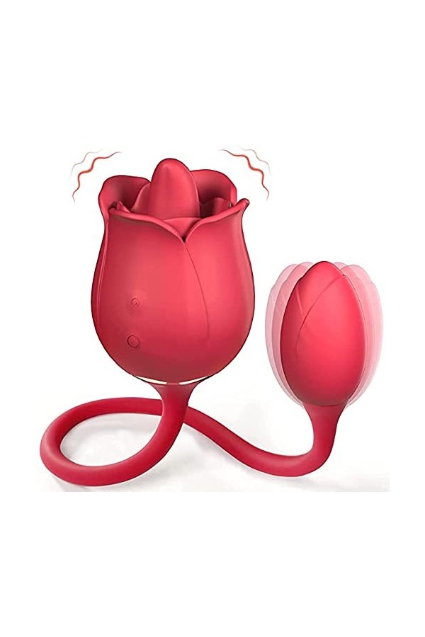 Portable Vibro masseur fleur de rose Clitoridien Massage Langue Vìbrante pour Femme Vìbr?-Masseur clitoridien Suceur Stimulat
