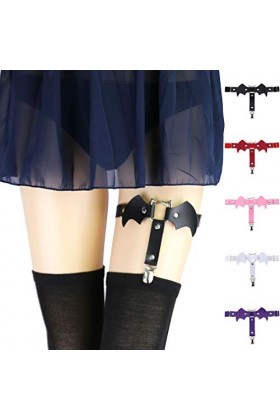 Jarretières élastiques en Cuir pour Femme et Fille - Rose - Taille Unique