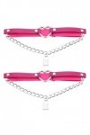 Lot de 2 porte-jarretelles réglables en forme de cœur avec chaîne élastique pour femme, rose, taille unique