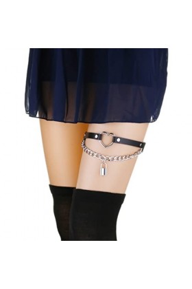 Lot de 2 porte-jarretelles réglables en forme de cœur avec chaîne élastique pour femme, rose, taille unique