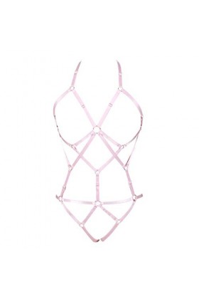 PETMHS Ensemble de lingerie punk pour femme avec ceinture porte-jarretelles et cadre bralette punk, gothique, Halloween, fête