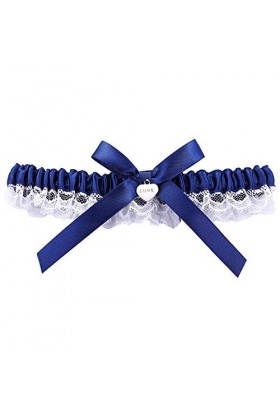 Yanstar Jarretières de mariage pour mariée Blanc Stretch Dentelle Jarretière... - Bleu - Taille M
