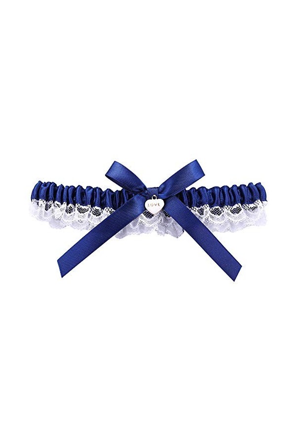 Yanstar Jarretières de mariage pour mariée Blanc Stretch Dentelle Jarretière... - Bleu - Taille M
