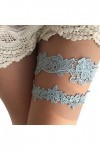Taube Jarretière de mariage pour mariée extensible en dentelle avec perles et strass, Dentelle bleue., taille unique