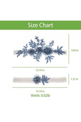 AWFOUGAR Jarretière de mariage élastique souple en dentelle Accessoires de mariage Cadeaux de mariée, Petites fleurs - Rouge,