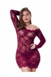 LINGERLOVE Womens Plus Size Sexy Lingerie Chemise Nuisette Floral en Dentelle Voir à Travers Le Body Lingerie, Vin Rouge, 3X/