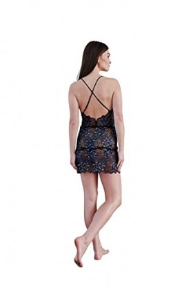 Oh!Zuza Chemise en Dentelle Courte T-Shirt Cami, Noir, Small/X-Large Femme