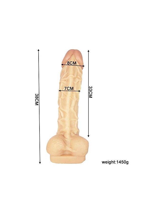 Gode ​​réaliste, gros gode de ventouse, véritable réplique de pénis dong