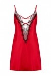 Ann Summers - Robe de nuit rouge Cherryann pour femme, nuisette en satin avec bretelles en dentelle | Vêtements de nuit pour 
