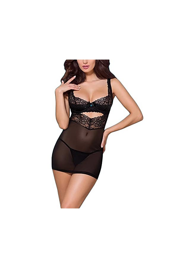 Obsessive Chemise Con Encaje Poupée, Negro Negro , L/XL Femme