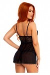 Leg Avenue Nuisette Mesh/Dentelle avec Lanières/String Assorti Noir Taille S/M