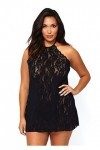 Leg Avenue 81562Q Nuisette Col Halter en Dentelle Florale Noir Taille Plus 42-46