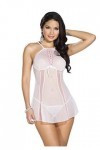 Shirley of Hollywood Nombre 25489&nbsp;XL Blanc Attrayant Cross Hatch net style babydoll