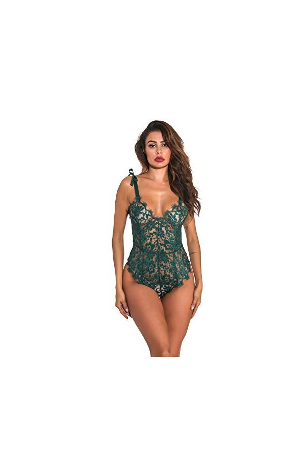 KELITCH Nuisette Sexy en Dentelle pour Femmes Nuisette en Maille sous-vêtements String Ensemble de vêtements de Nuit