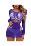 Buitifo Nuisette sexy en résille pour femme, violet, M