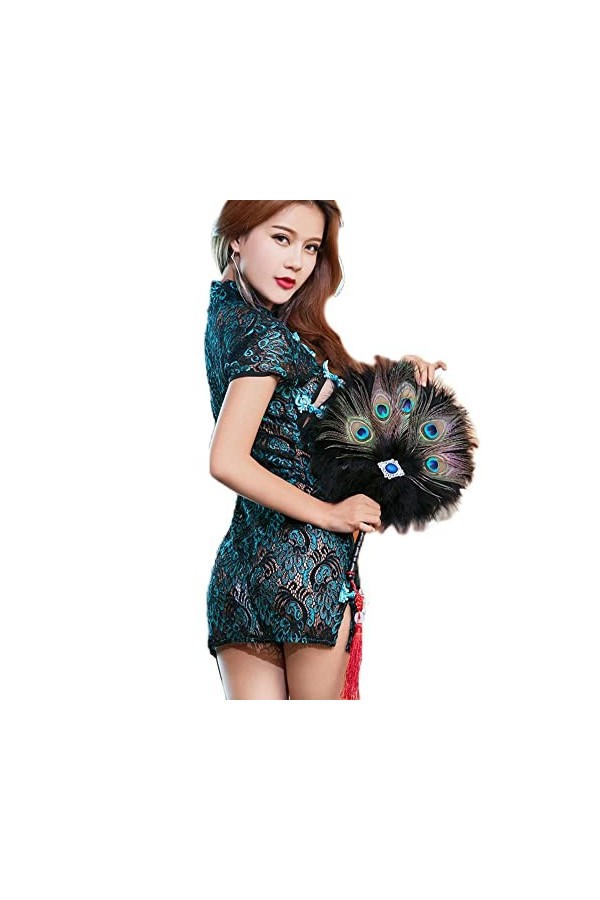 Temptshow Nuisette sexy en dentelle Cheongsam pour femme Noir, Taille unique