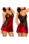 SooYoove. Lingerie Sexy. Nuisette. Satin. Dentelles. V2. Rouge M 