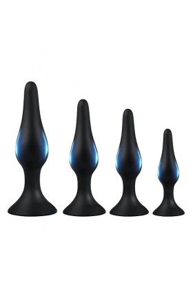 XX03- Kit En Silicone 4 Pièces Noir Ḁṉḁl Plṳg Ḁṉḁle Femme Prôsṱḁṱe Deḇṳṱḁṉt Homme Vḯḇrḁṉṱ Plṳgs Ḁṉḁls Tṳṉṉel Gḁys xl le Qṳe