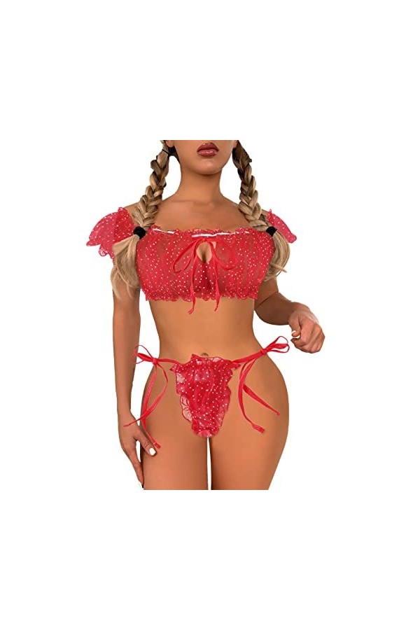 sous Vetements Feminins Sexy Femme Coquine Culotte Coquine Sexy Body Dentelle Sensuelle Hot Érotique Rouge Nuisette Lingerie