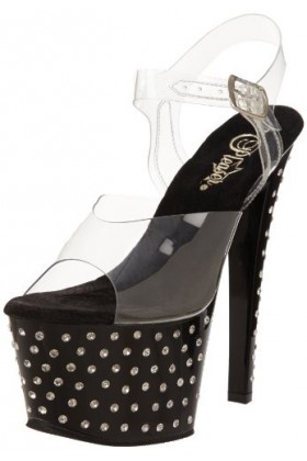 Pleaser Stardust 708, Sandales femme, Transparent Clr/Blk , 42 EU