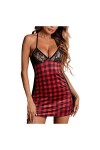 Femme Lingerie Nuisette, Sexy Chemise De Nuit À Bretelles en Hot Féminine Pyjama Lingerie Mini Jupe Club Libertin Culotte Éro
