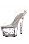Pleaser Stardust 708, Sandales femme, Transparent Clr/Blk , 42 EU