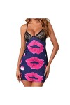 Générique Femme Lingerie Nuisette, Chemise De Nuit Sexy Imprimée Body Érotique Mini Jupe Club Libertin Vêtements Rouge Zippé 
