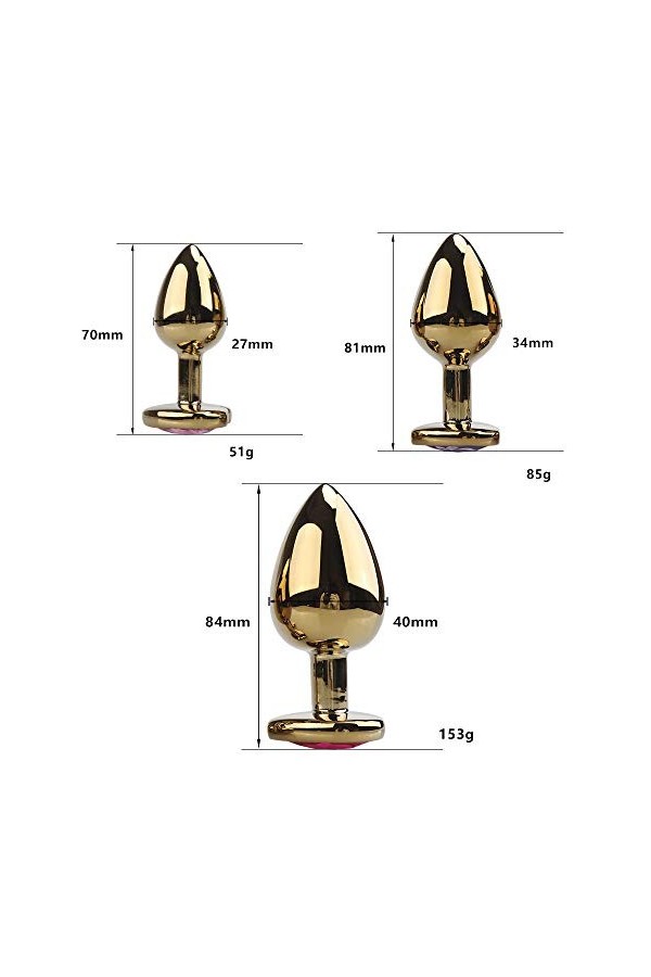 Ànâl Dilâtateurs 3pcs / set Débutants En Acier Inoxydable Petite Taille Diamant Bijoux Strass Cristal Rond Gemme En Métal Plu