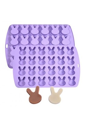 GuoQiao Moule en silicone à 24 cavités en forme de lapin de Pâques, moule à gâteau fondant, outil de cuisson pour faire du ch