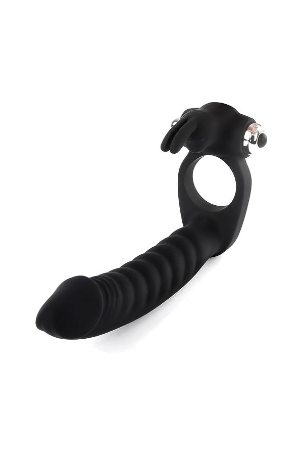 Double Penetrateur Gode Vibrant pour Couple 2 Anneaux Gros Silicone avec Ventouse Forte Coupe Réaliste Hommes Couples Grande 