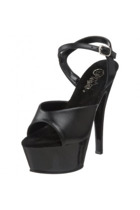 Pleaser KISS209/B/LE Sandales Femmes, Cuir Noir/Noir, 10 UK