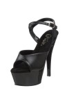 Pleaser KISS209/B/LE Sandales Femmes, Cuir Noir/Noir, 10 UK