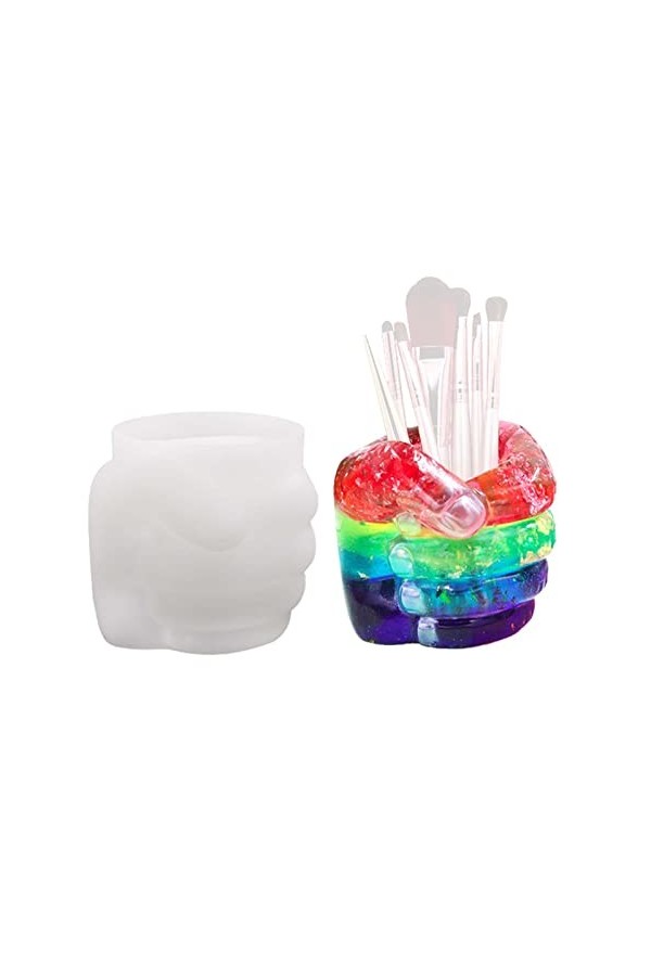 Moule en silicone de résine de tasse, moule de porte-gobelet en résine de silicone, petit porte-gobelet de pinceau de maquill