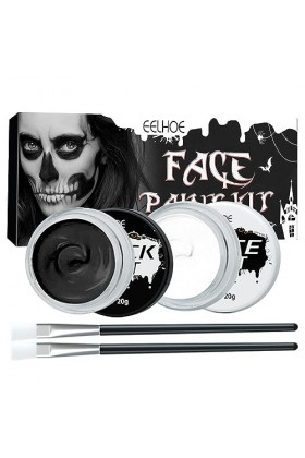 Holzsammlung Peinture Corporelle Noir 20g et Blanc 20g , Peinture De Visage pour Halloween, Peinture Visage Longue Durée N