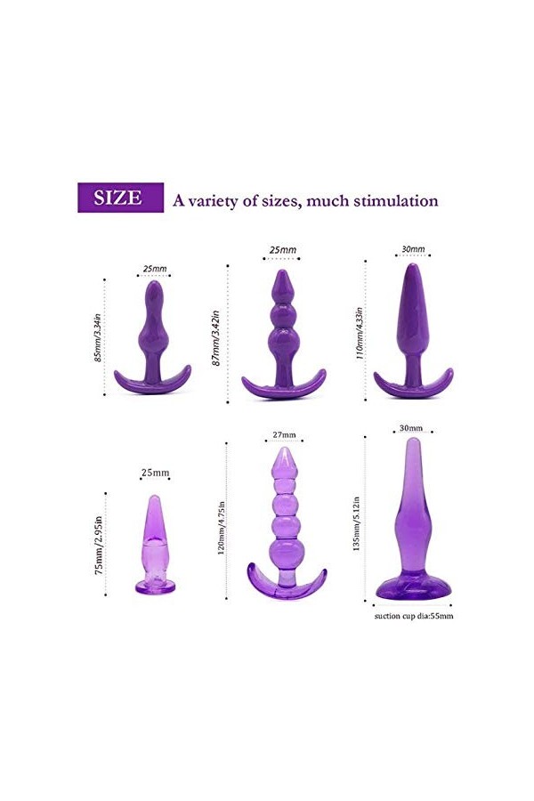 ARKNAV 6Pcs Ànâl Plûg Débutants Siliconés Sét - Jéux Dé Rôlé - Méilléuré Idéé Pour Coffrét Cadéau Dé Coéur, Jouéts Stimulatéu