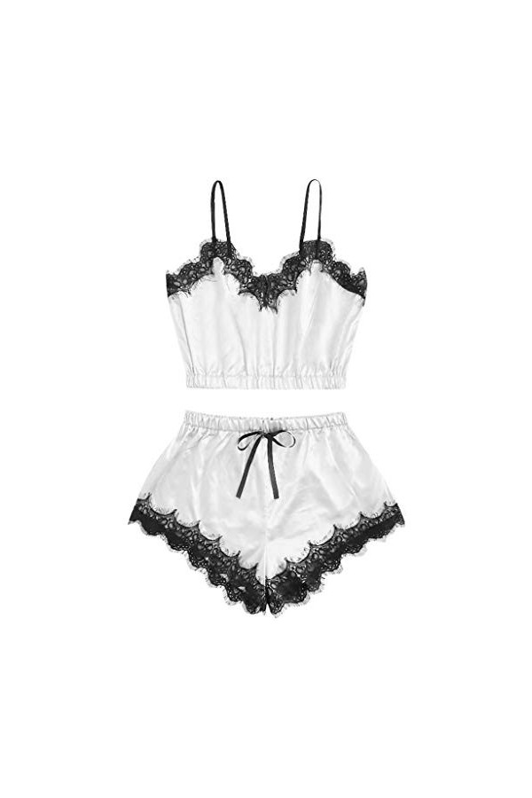 Luckywaqng Lingerie sexy sans manches en dentelle pour femme, Bordeaux, L