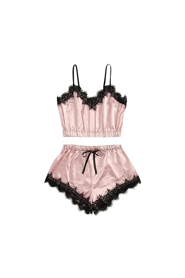 Luckywaqng Lingerie sexy sans manches en dentelle pour femme, Bordeaux, L