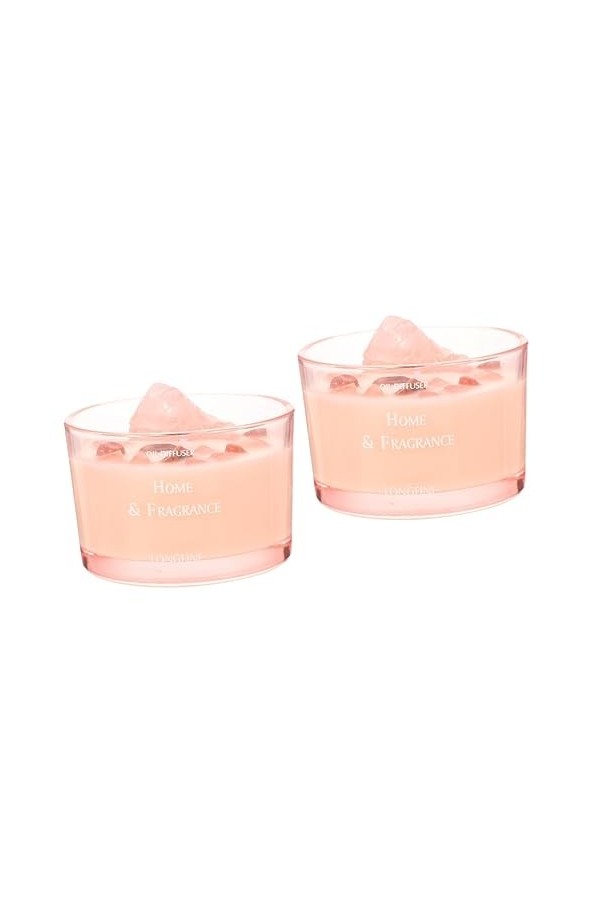 JECOMPRIS 2 Pièces Bougies Parfumées Bougie Aromatique Ornent Des Bougies De Soja Avec Des Cristaux De Bougies Roses Cristaux