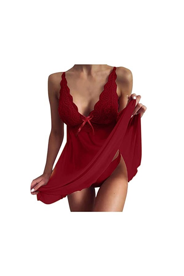 Générique Chemises De Nuit Sexy Femme sous-VêTements Amusants pour Femme Sexy Dentelle Maille Voir à Travers Les sous-VêTemen