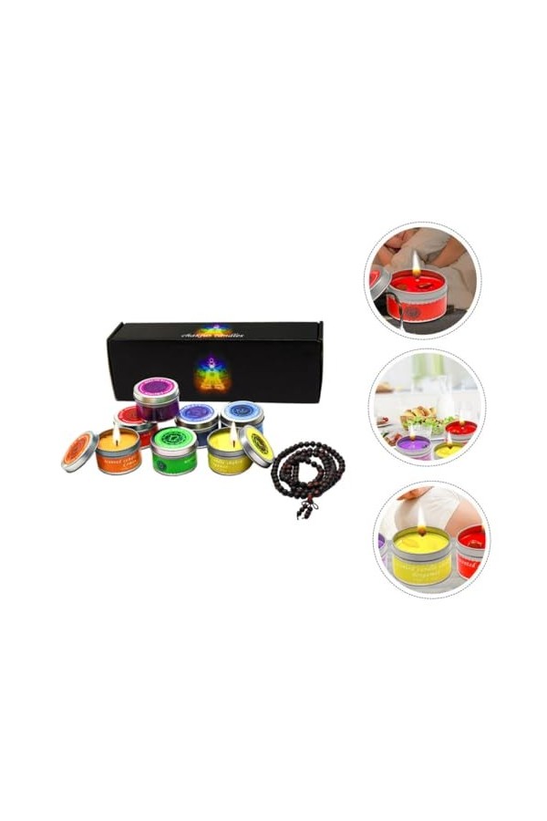 Healvian 1 Ensemble Chakras Pierre Bougie Ornement Décor Le Cadeau Bougies De Soja Cadeau Bougies De Cire De Soja Mise En Scè