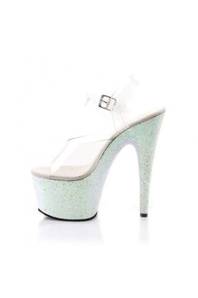 Pleaser Adore-708LG Clr/Noir Paillettes multicolores, Clr Dusty Blush Paillettes, 42 EU