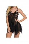 KELITCH Nuisette Sexy en Dentelle pour Femmes Nuisette en Maille sous-vêtements String Ensemble de vêtements de Nuit