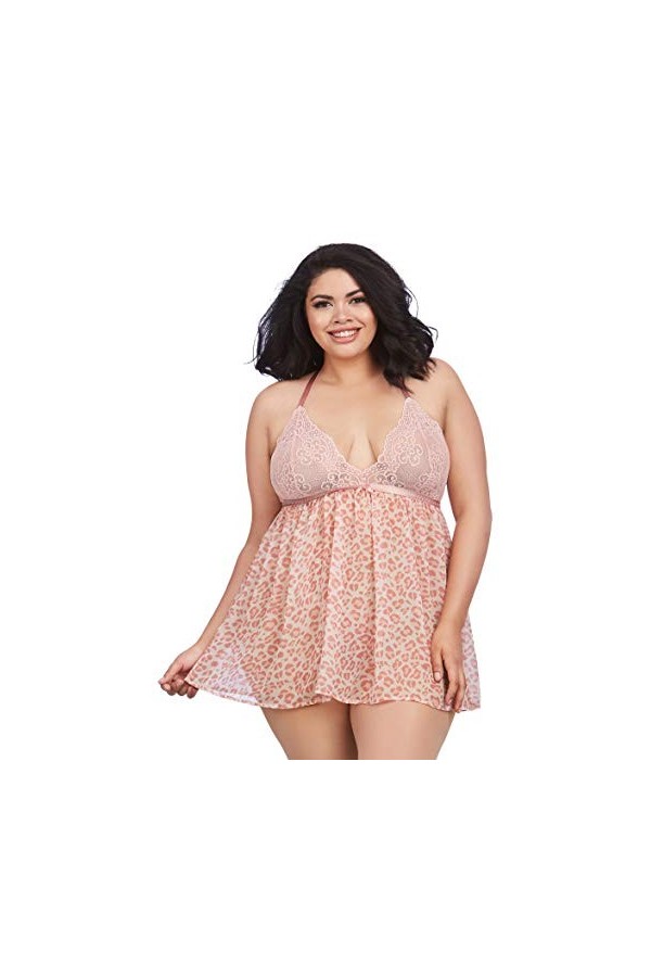 Dreamgirl 11810x Nuisette, Rose/léopard, 2X Plus Femme