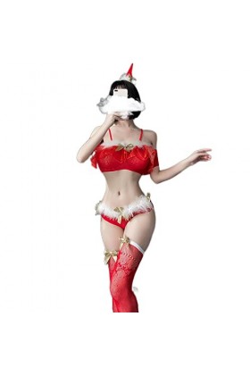 Temptshow Nuisette sexy pour femme - Motif Père Noël - Rouge 4