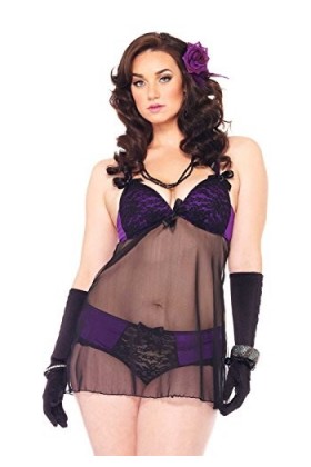 Leg Avenue Nuisette Violine GT Noir/Mauve 1X-2X