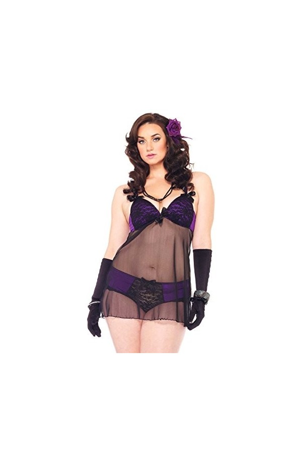Leg Avenue Nuisette Violine GT Noir/Mauve 1X-2X