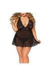 Barkoiesy Nuisette Sexy Transparente Grande Taille Erothique Femme Sexy Deep Col V Erotic Dentelle Chemise De Nuit Sexy Linge